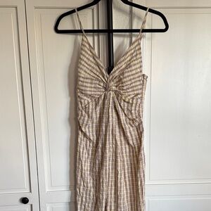 NWT Zara Midi Dress Gingham Fabric with Front Slit